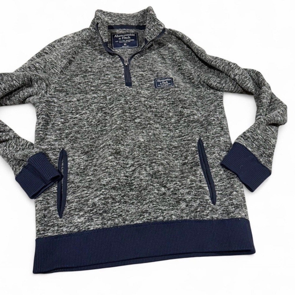 Abercrombie & Fitch Men's XS Quarter Zip Pullover Gray Sweatshirt